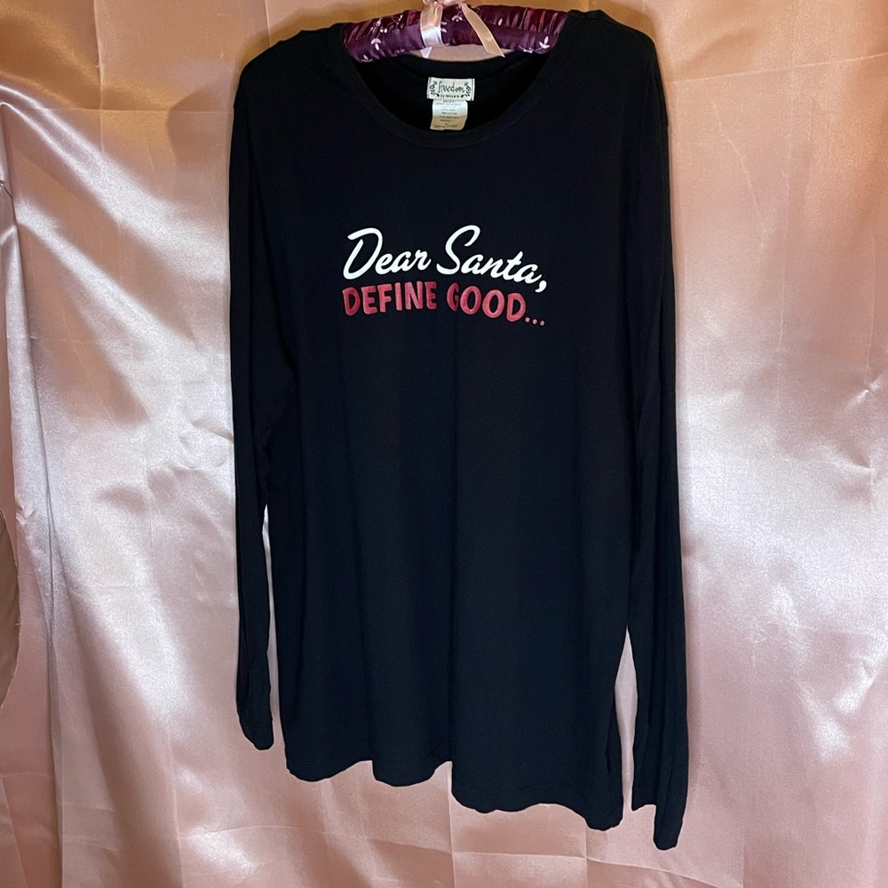 Black Long Sleeve Shirt with Festive Print Women’s Plus Size 3X